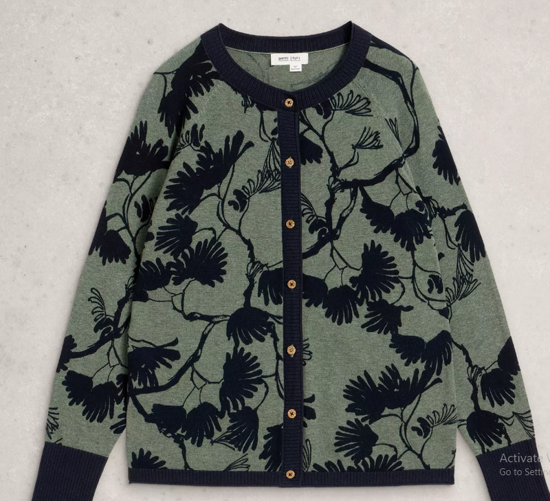 White Stuff Ladies Print Cardigan Lulu in Green PR
