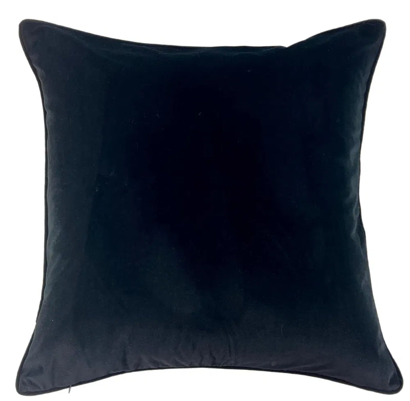 Malini Large Kivo Black Cushion LGE SLUB CREAM WITH BLACKPIPING AND BLACK REV 56 X 56