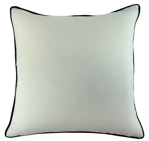 Malini Large Kivo Black Cushion LGE SLUB CREAM WITH BLACKPIPING AND BLACK REV 56 X 56