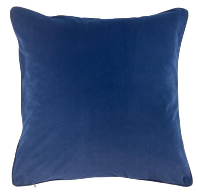 Malini Large Kivo Navy Cushion LGE SLUB CREAM WITH NAVY PIPING AND NAVY REV 56 X 56