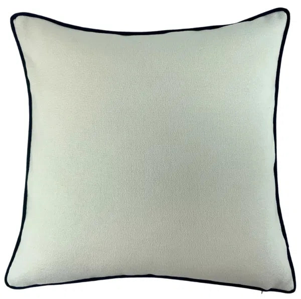 Malini Large Kivo Navy Cushion LGE SLUB CREAM WITH NAVY PIPING AND NAVY REV 56 X 56