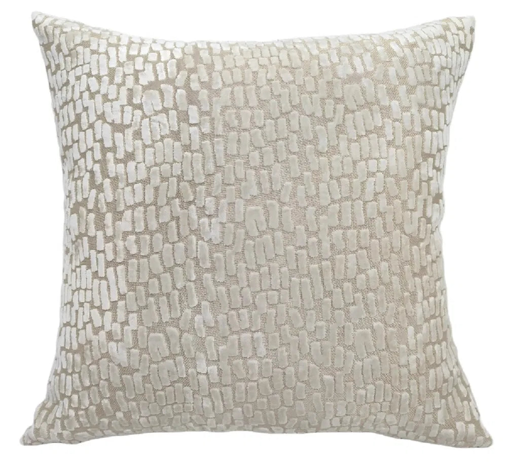 Malini Large Melody ivory Cushion CUT VELVET DASHES OLIVE 56 X 56 (Cop ...