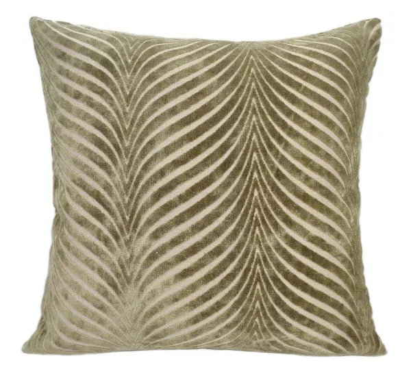 Malini Large RadaOlive Cushion CUT VELVET FAN RADA OLIVE 56 X 56