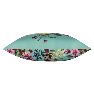 Wylder Midnight Garden Birds Outdoor Cushion Aqua 43X43