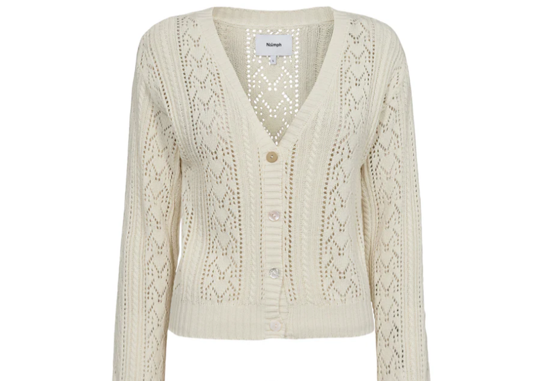 Numph Ladies NuMorello Cardigan In Pristine, Morello