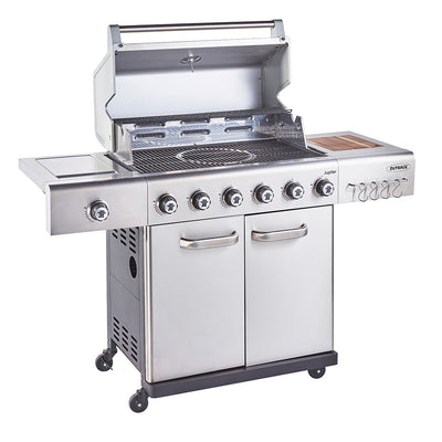 Outback Jupiter 6 Burner Hybrid Stainless Steel with Chopping Board Gas BBQ OUT370768