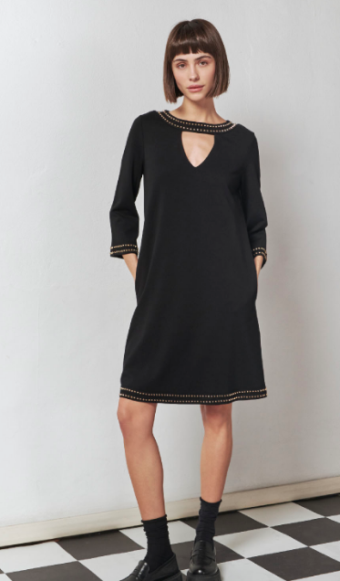 LuckyLu Ladies Dress with Cutout in Black, Abito Ad A