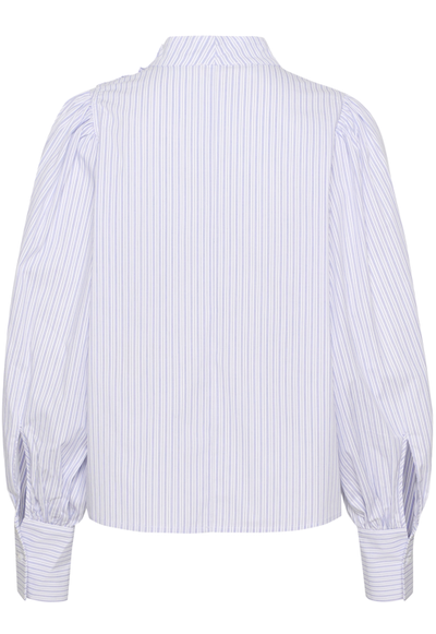 Soaked In Luxury Ladies Blouse SLOriana LS in White and Blue Stripes, Oriana Cotton Top