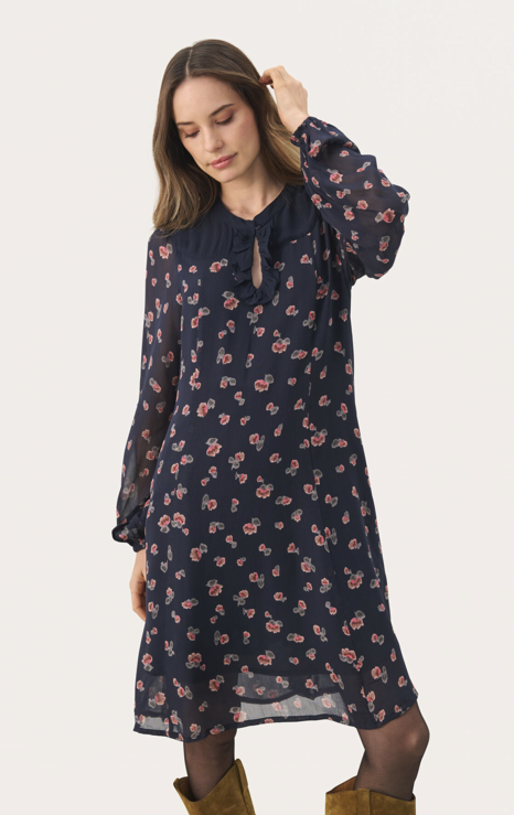 Part Two Ladies Dress PiyannaPW in Dark Navy Mini Blurred Flower, Piyanna