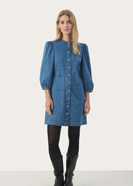 Part Two Ladies Dress PollaPW in Medium Blue Denim, Polla