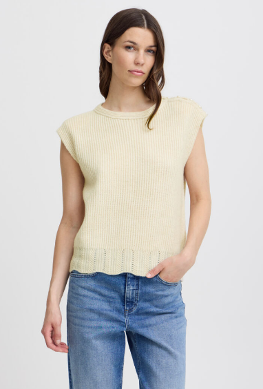 Ichi Ladies IHpovoke Wa3 Slipover in Birch, Povoke Sleeveless Pullover