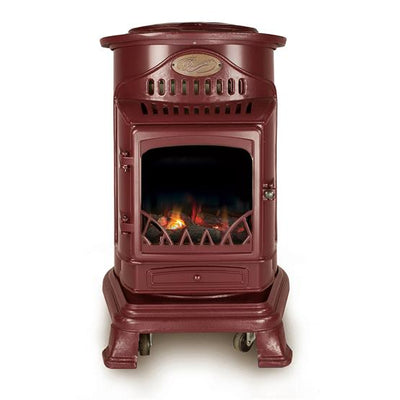 Provence Portable Gas Heater Burgundy Red Real Flame Effect Calor Gas