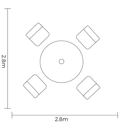 Portico 4 Seat Round Dining Set Wood Effect Aluminium Frame