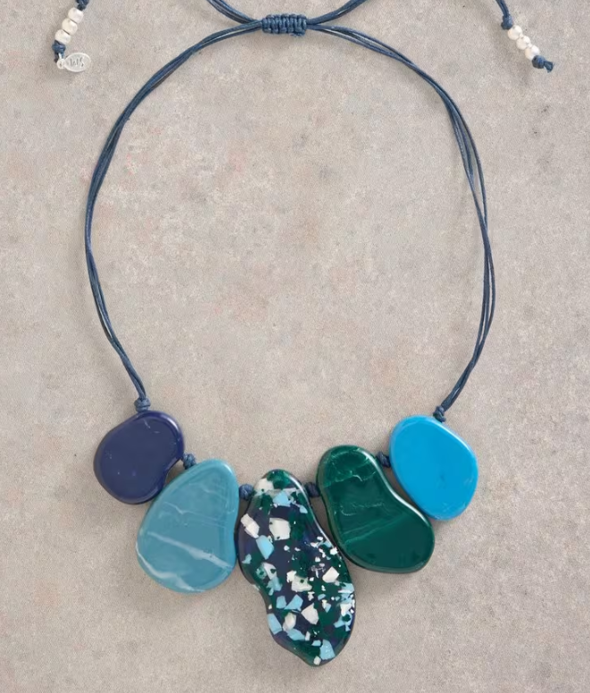 White Stuff Ladies Abstract Resin Necklace in BLUE MULTI