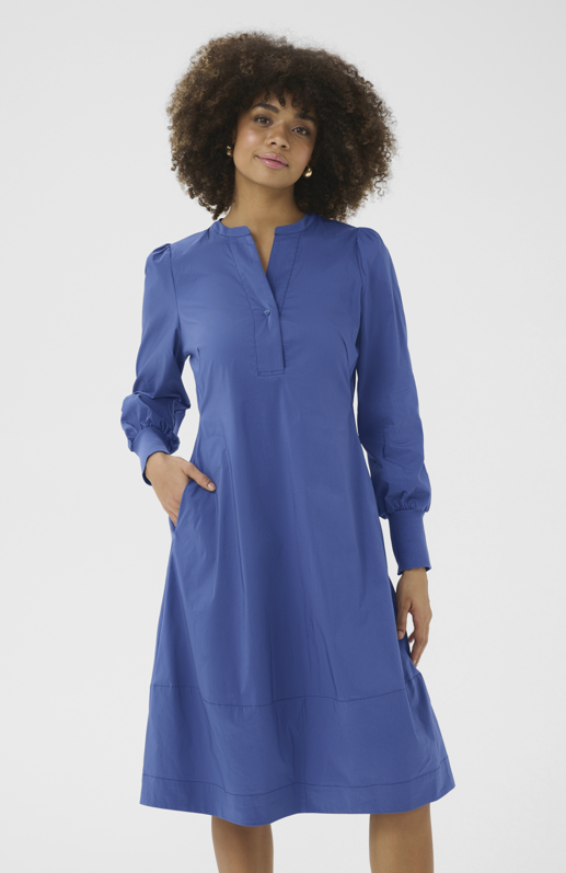 Culture Ladies CUAntoinett Rib Dress in Bijou Blue, Antoinett Long Sleeve