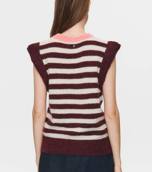 Numph Ladies Vest NUCiara Riette Striped Winetasting, Ciara Slipover