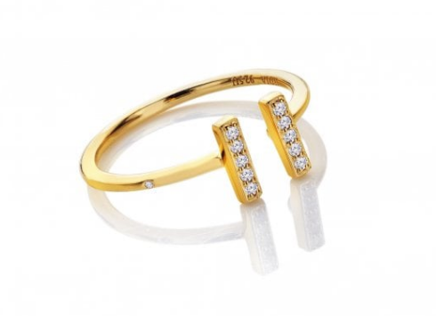 Hot Diamonds X GE t-bar Ring DR302 Sterling Silver Gold Plated