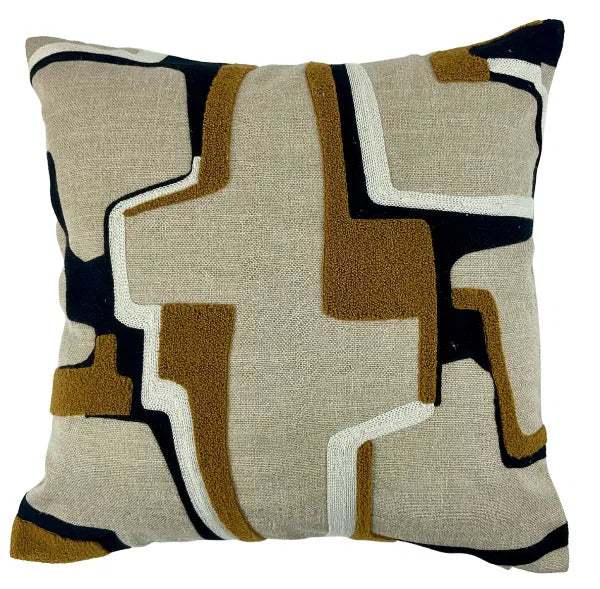 MALINI ABSTRACT EMB CUSHION WHISKEY 45 X 45