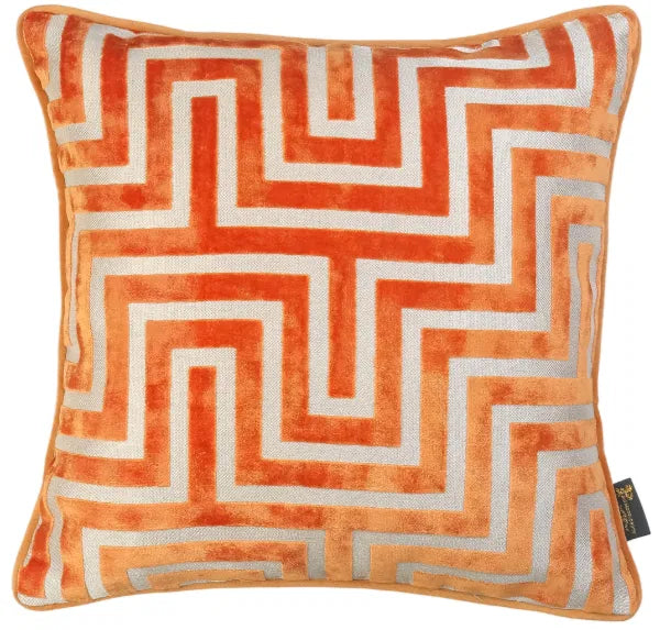 MALINI PAUL MONEYPENNY MAZE CUT VELV ORANGE 43 X 43