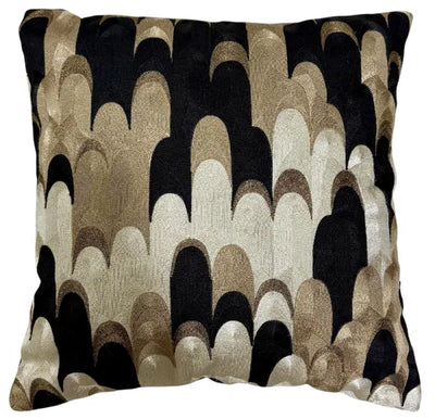 MALINI TAORMI ART DECO EMB BLACK AND GOLD ON TAUPE 45 X 45