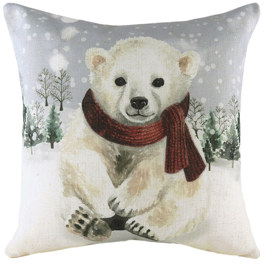 Evans Lichfield Snowy Polarbear Cushion Multicolour