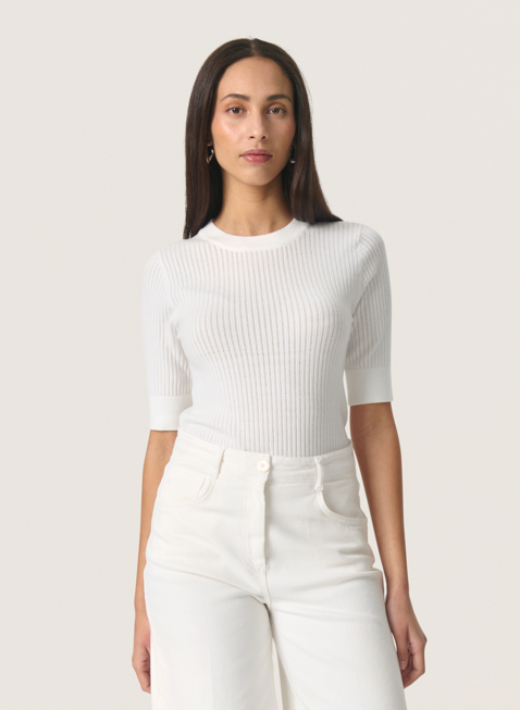 Soaked in Luxury Ladies Fine Knit Tee SLSpina in Broken White, Spina