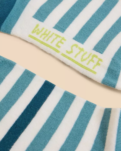 White Stuff Striped Ankle Socks in Blue MLT