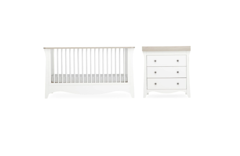 Cuddle Co Clara 2 Piece Nursery Furniture Set - White & Ash