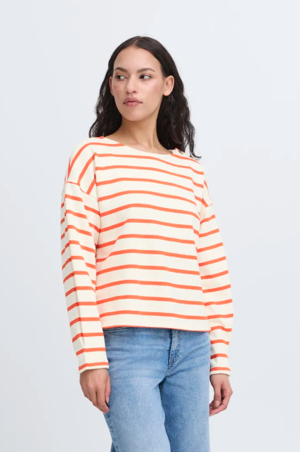 Ichi Ladies IhMagga Sweat Shirt In Magga Stripe, Magga