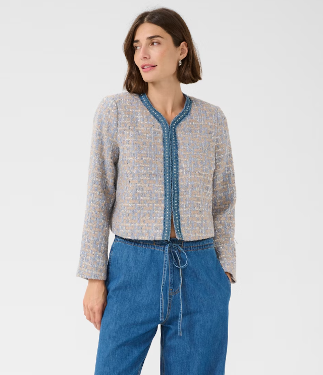 Culture Ladies CuPana Jacket In Blue/Brown Check, Pana
