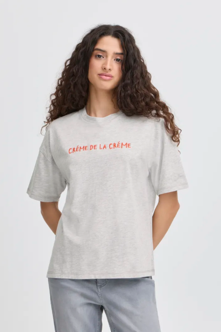 Ichi Ladies IhMadelly ss T-shirt In Alloy Melange (Grey)
