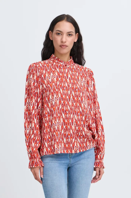 Ichi Ladies IHLUECa Shirt/Blouse  In Ikat Waves