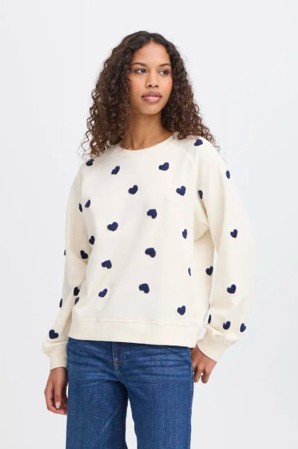 Ichi Ladies IHKASURA Sweatshirt In Patriot Blue Heart