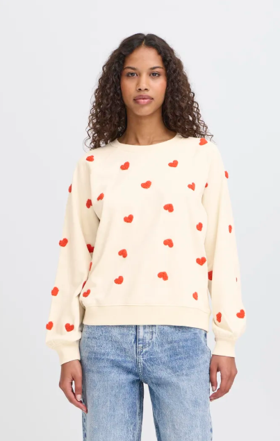 Ichi Ladies IHKASURA Sweat Shirt In Tangerine Heart