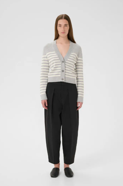 Inwear Ladies WallisIW Cardigan In Granite Melange Stripe