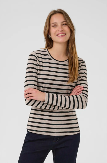 Culture CUalin T-shirt stripe Dune Melange/Black Stripe