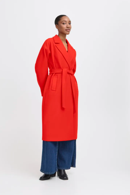 Ichi Ladies IhJannet Coat In Fiery Red Coat