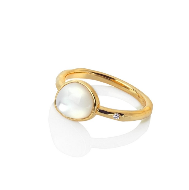 Hot Diamonds Calm Mother Of Pearl Ring -18ct gold plate
