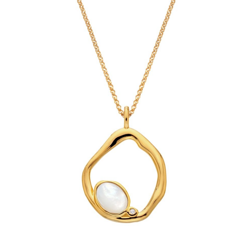 Hot Diamonds HDXGEM Offset Pendant - Mother of Pearl - 18ct Gold Plate