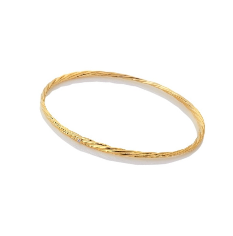 Hot Diamond Entwine Bangle - 18ct gold plate