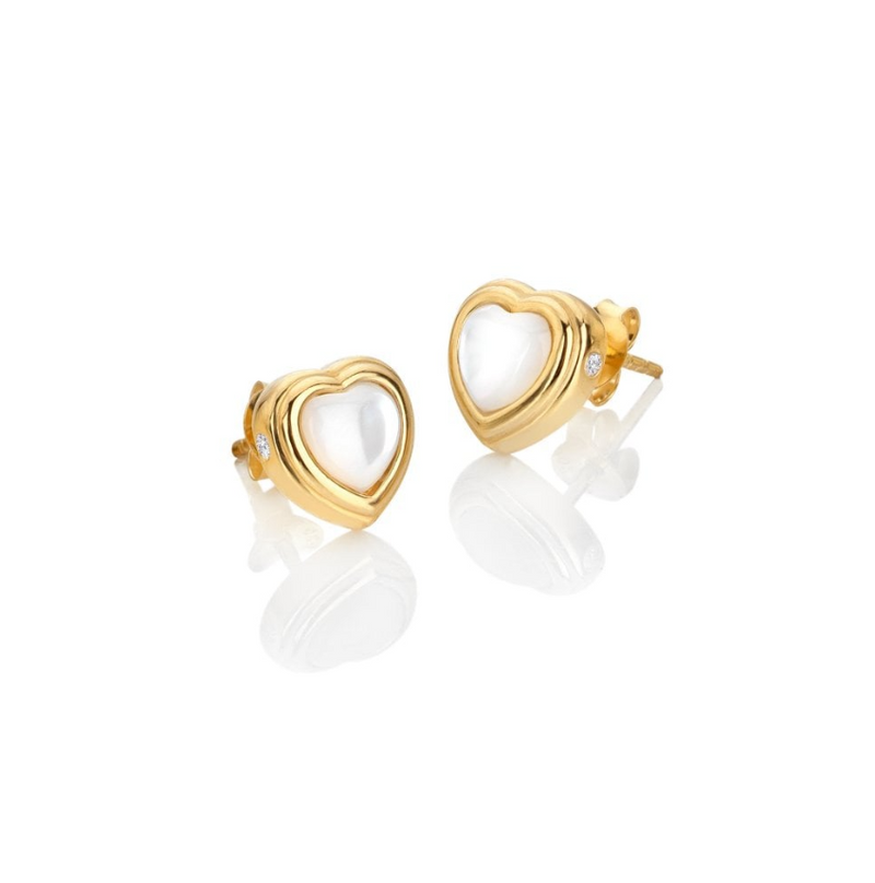 Hot Diamonds Heart Stud Earrings - MOP - 18ct gold plate