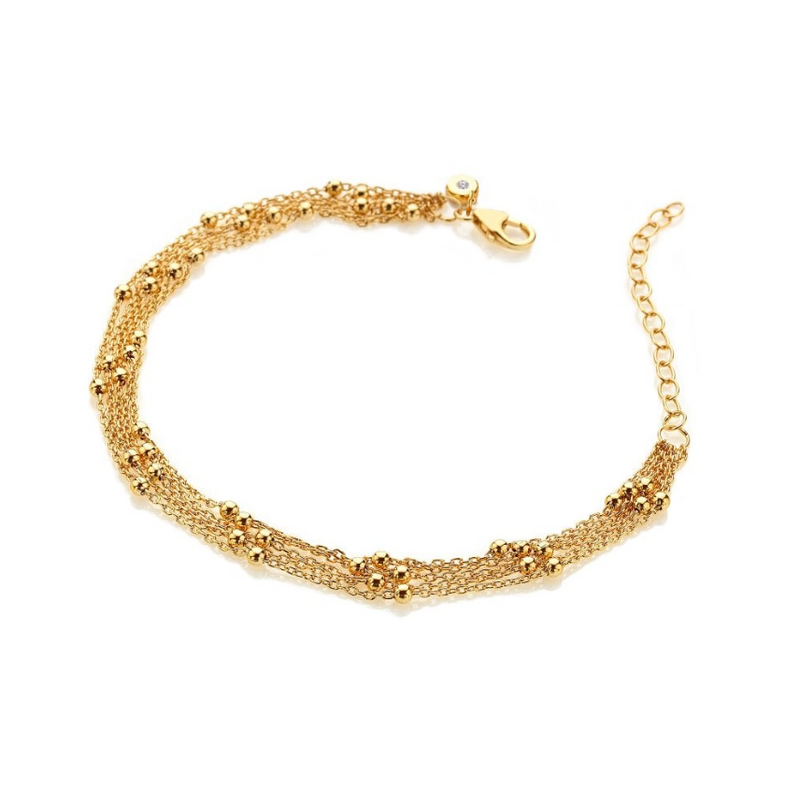 Hot Diamond HD X Tasha Ghouri Multi Strand Bead Bracelet - Yellow Gold Plate