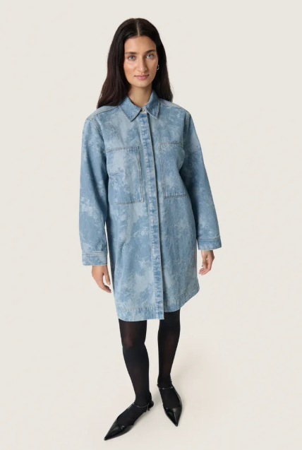 Soaked In Luxury SlAltea Denim Dress In Fuzzy Blue Denim