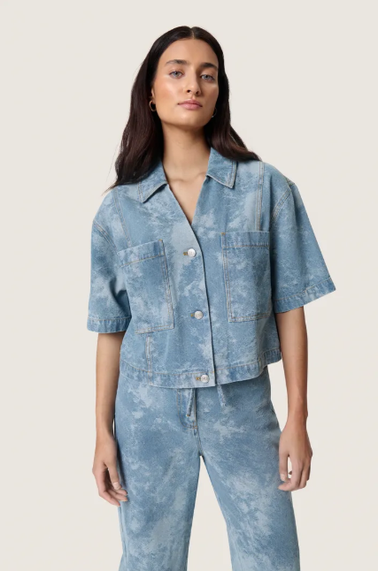 Soaked In Luxury SLAltea Shirt In Fuzzy Blue Denim