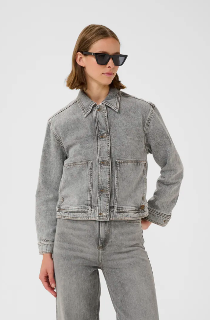 Inwear Ladies Nanasiw denim Jacket In Light Grey Wash Denim