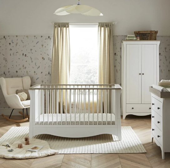 Cuddle Co Clara 3 Piece Nursery Furniture Set - White & Ash