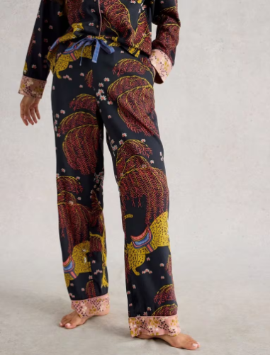 White Stuff ORGANIC NINA PJ BOTTOM in BLACK MULTI
