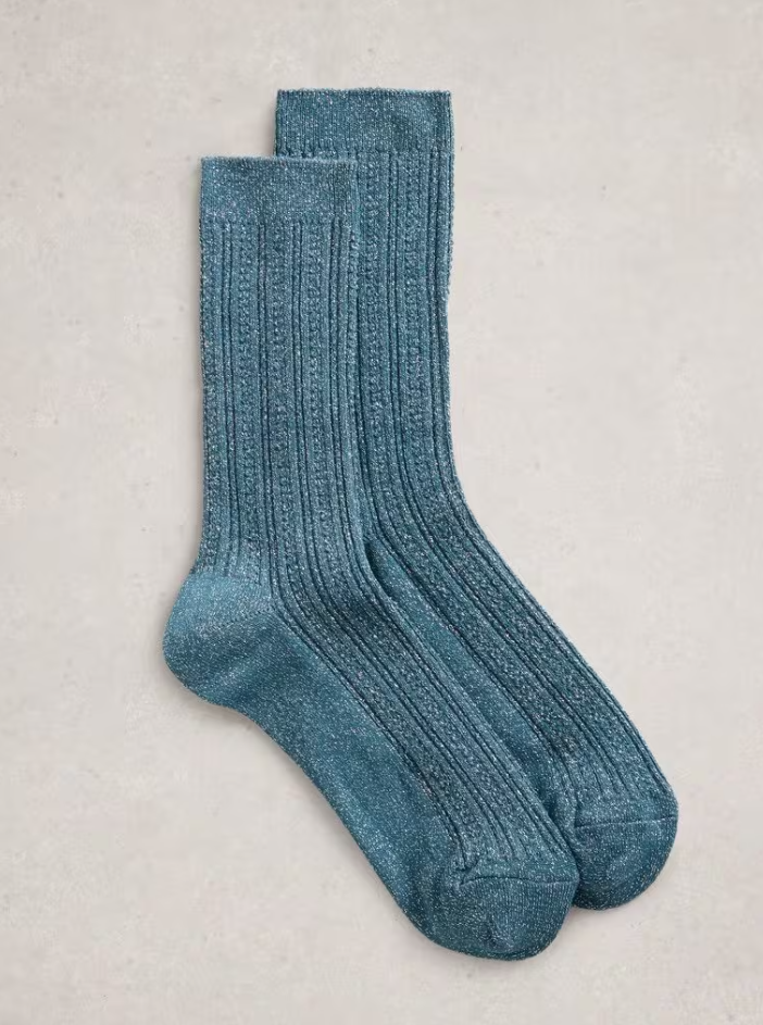 White Stuff Ladies Sparkle Sock in DK TEAL