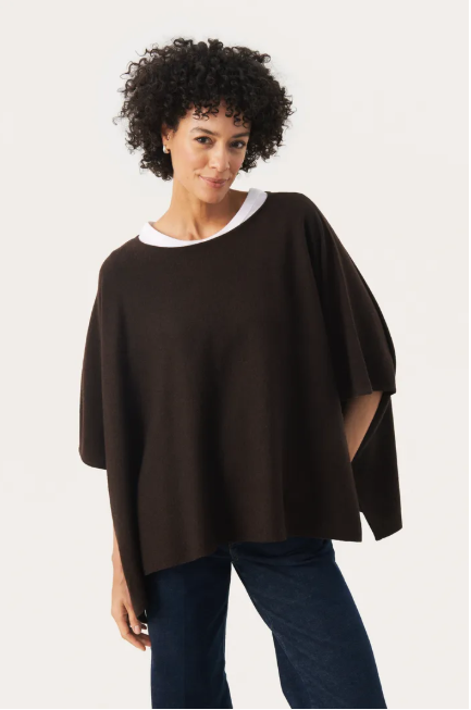 Part Two Ladies TilannaPW Poncho In Chocolate Torte Melange