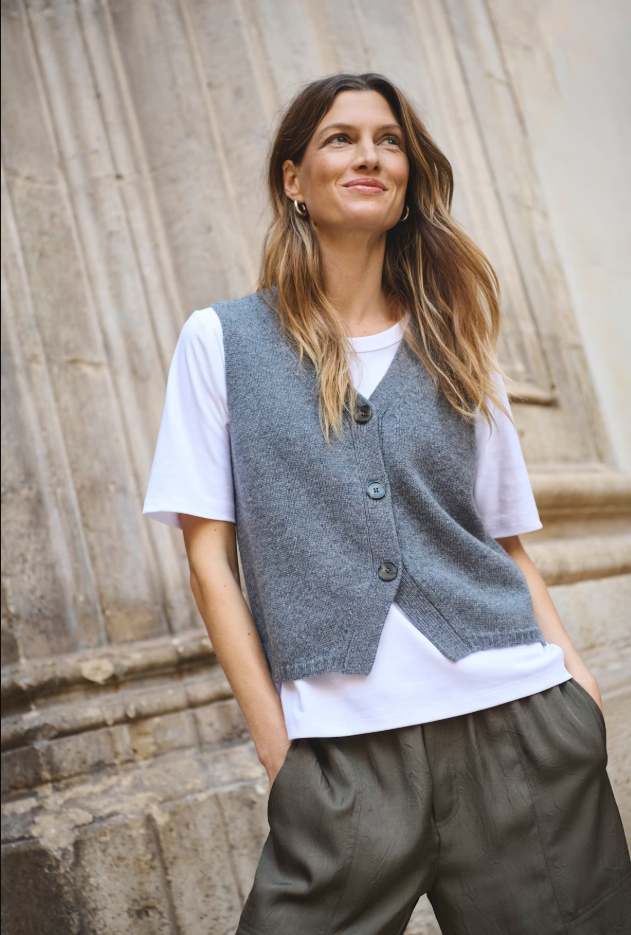 Part Two Ladies SylvapW Waistcoat In Medium Grey Melange